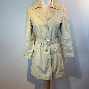 Talbots Petite beige single breasted trench coat size medium
